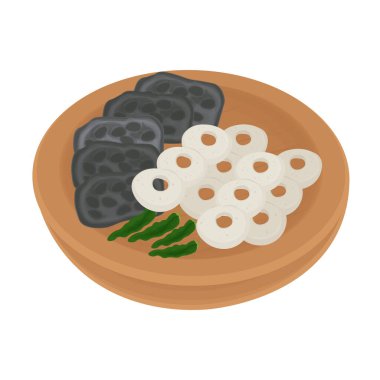 Vector Illustration Logo Clipart Geleneksel Gıda Kulon Tempe Besengek Sengek Tempe Bir Ahşap Tabakta Tempe