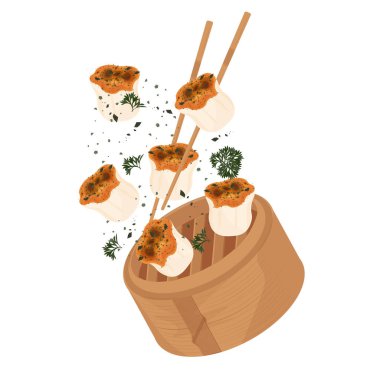 Vektör İllüstrasyon Logosu Havalandırma Peyniri Mentai Dim Sum