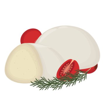 Vektör İllüstrasyon Logosu Mozzarella İtalyan Peynirinin Tüm Parçalarını Ekle