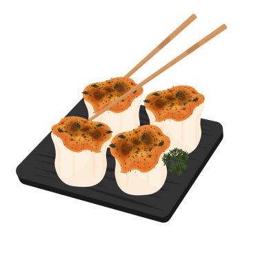 Vektör Illustration Logo Clipart Mentai soslu Dimsum yemeye hazır