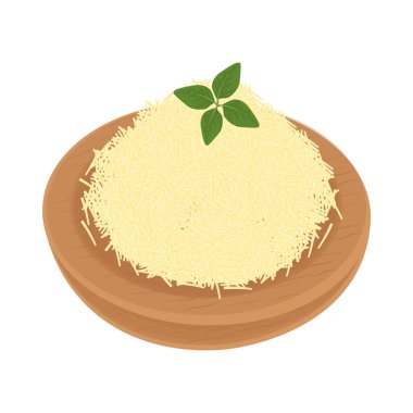Vector Illustration Logosu Izgara Parmesan Peyniri Ahşap bir kasede