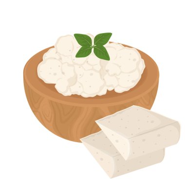 Vektör Illustration Logosu Kır Peyniri Peyniri ve Dilimlenmiş Ricotta Peyniri 