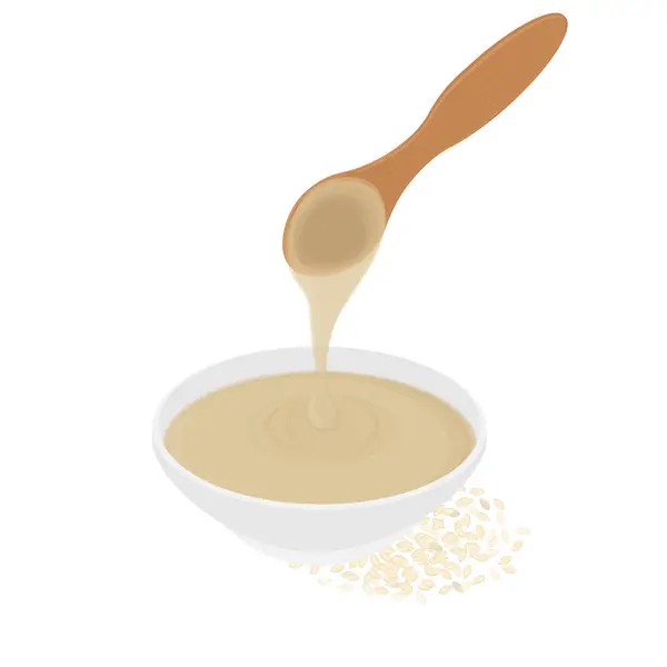 Vector Illustration Logo Clipart Tahini veya Tahina Paste Susam Tohumları