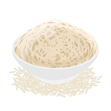 Vektör İllüstrasyon Logosu Sanatı Kurutulmuş pirinç eriştesi pirinç vermicelli veya pirinç çubuğu