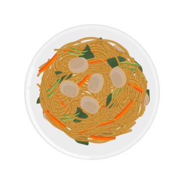 Vektör İllüstrasyon Logosu Sanatı Kurutulmuş pirinç eriştesi pirinç vermicelli veya pirinç çubuğu