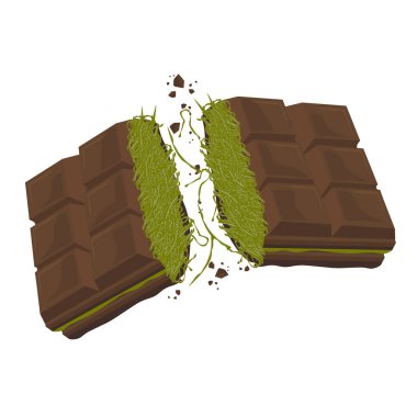Vector Illustration Logosu Kırık Dubai Çikolatası Lezzetli şam fıstıklı kadayif
