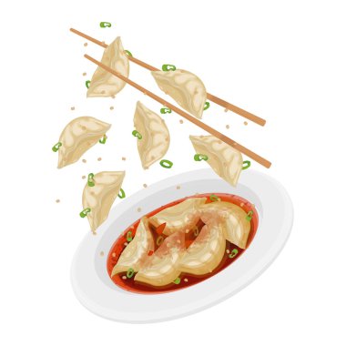 Vektör İllüstrasyon Logosu Clipart Levitation Gyoza Chili yağı