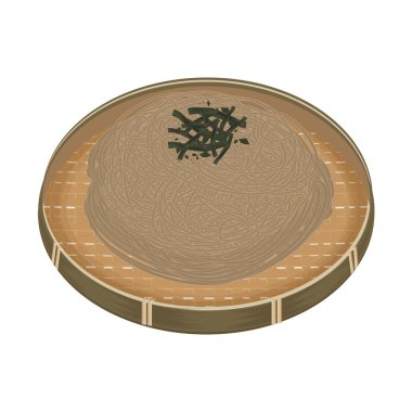 Vector Illustration Logo Clipart zaru soba or cold soba noodles on a Bamboo Weave Plate clipart