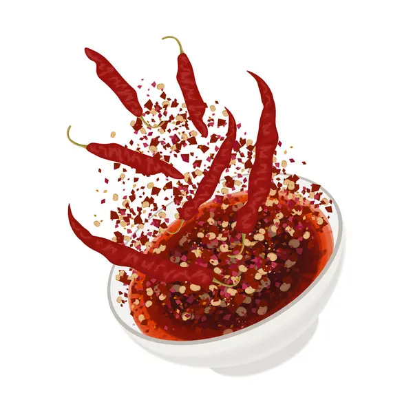 Vector Illustration Logosu Havada asılı duran kırmızı biber yağı çeşnisi