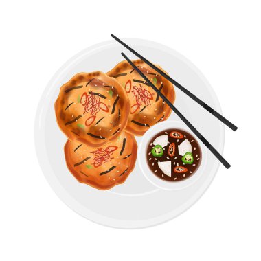 Vektör İllüstrasyon Logosu Üst Görünüm Mung Fasulye Pankekleri Bindaetteok