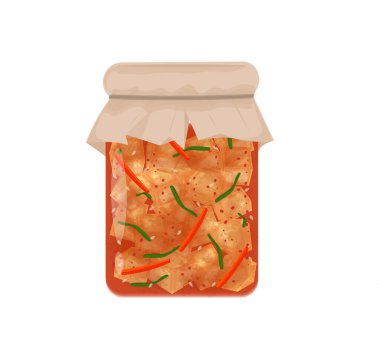 Vektör İllüstrasyon Logosu Fermantasyon Turp Kimchi Ggakdugi Kkakdugi Bir Kavanozda