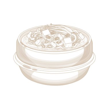 Vector Illustration Logo Line Sanat Doenjang Jjigae Ttukbaegi üzerinde