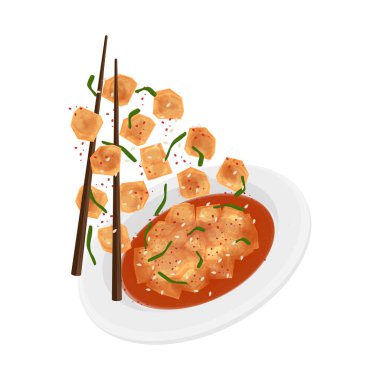 Vektör İllüstrasyon Logosu Havalandırma Ggakdugi Kkakdugi Kore Turp Kimchi