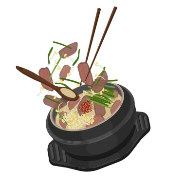 Vektör İllüstrasyon Logosu Havalandırma Koreli Pirinç Çorbası Gukbap