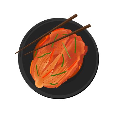 Vektör İllüstrasyon Logosu Tüm Napa Cabbage Kimchi