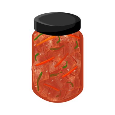 Vektör İllüstrasyon Logosu Clipart Cam Kavanozda Fermente Kimchi