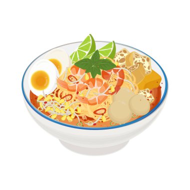 Vektör İllüstrasyon Logosu Clipart Malezya eriştesi laksa çorbası