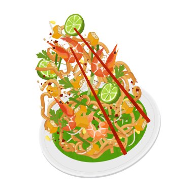 Vektör İllüstrasyon Logosu Havalandırma Karides Desteği Tayland Phad Tayland