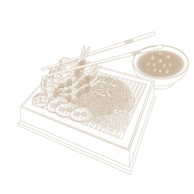 Vector Illustration Logo çizgisi Japon Tenzaru Soba