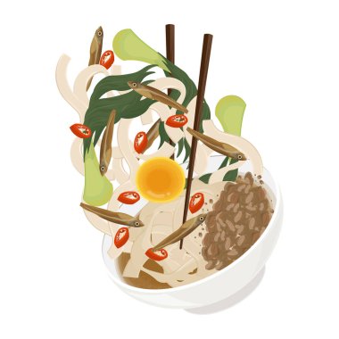 Vektör İllüstrasyon Logosu Havalandırma Havalandırma Mian Çorbası Pan Mee