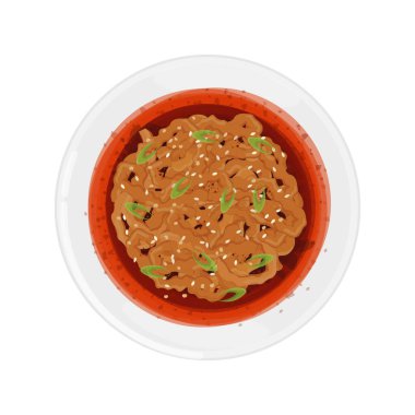 Vektör İllüstrasyon Logosu Sarımsaklı Biber Yağlı Baharatlı Szechuan Eriştesi 