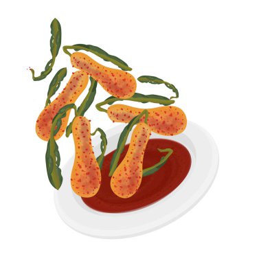 Vektör İllüstrasyon Logosu Havalanma Chonggak Kimchi ya da At Kuyruğu Kimchi 