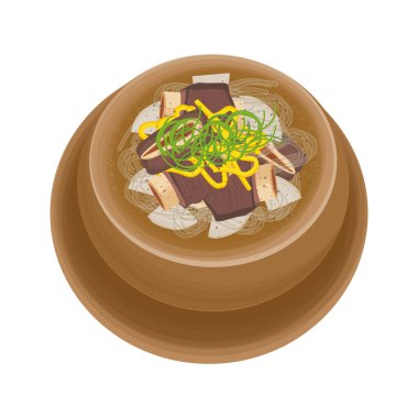 Vektör İllüstrasyon Logosu Enfes Kore Biftek Kısa Kaburga Çorbası veya Galbitang 