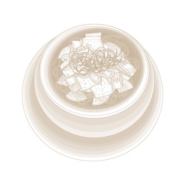 Vektör Illustration Logo Hattı Sanat Galbitang Biftek Kısa Kaburga Çorbası