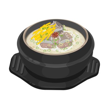 Vektör İllüstrasyon Logosu Kore Öküzkuyruğu Çorbası ya da Ttukbaegi üzerindeki Kkori Gomtang