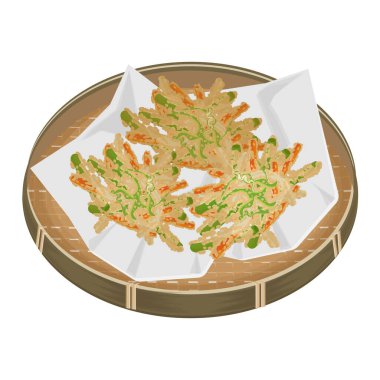 Vektör Illustration Logosu Derin Kızarmış Sebzeler Tempura veya Kakiage