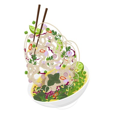 Vector Illustration Logo Climent Levitation Num Banh Chok Nom Banh Chok veya Khmer noodles