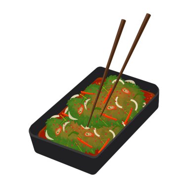 Vektör İllüstrasyon Logosu Kkaennip Kimchi veya Perilla Kimchi yemeye hazır 