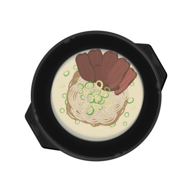 Vektör İllüstrasyon Logosu Üst Görünüm Kore beyaz çorbası Seolleongtang