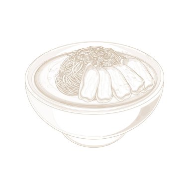 Vector Illustration Logo Çizgisi Sanat Koreli Süt Bifteği Çorbası Seolleongtang Bir Bowl üzerinde