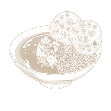 Vektör Illustration Logo Hattı Sanat Tereyağı Tavuğu veya Rice Murgh Makhani