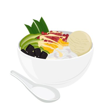 Vector Illustration Logosu Endonezya Tatlısı Es Teler veya Es oyen on a Bowl