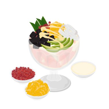 Vector Illustration Logo Clis Teler Es Campur veya Es Oyen veya Sup Buah Fresh Endonezya sokak yiyecekleri