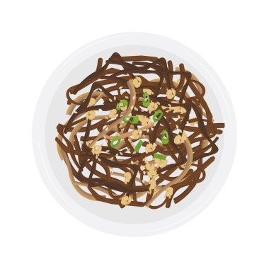 Vektör İllüstrasyon Logosu Üst Görünüm Gosari Namul Koreli Kızarmış Fernbrake Tabağı 