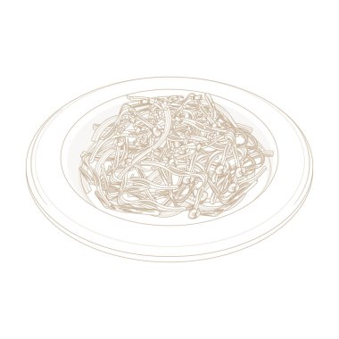 Vektör İllüstrasyon Logo Sanatı Gosari Namul Kore Karıştırılmış Fernbrake Kenarı Tabağı 