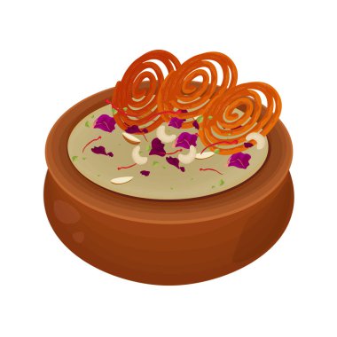Vector Illustration Logosu Clipart Sweet Jalebi on a Rabdi or Rabri