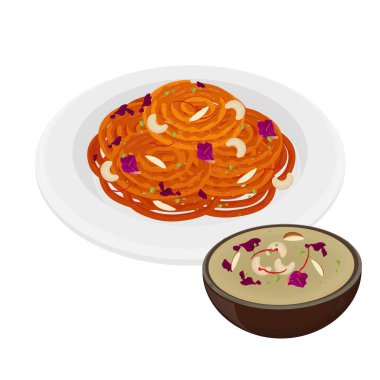 Vektör İllüstrasyon Logosu Rabdi veya Rabri ile Çıtır Jalebi