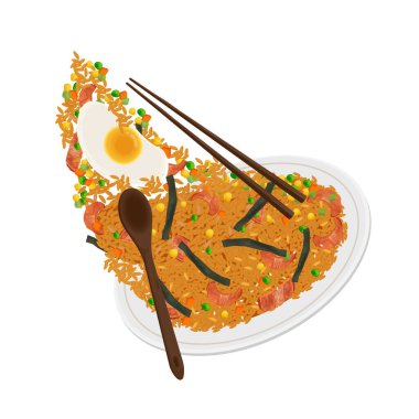 Vektör Illustration Logosu Clipart Levitation Kimchi Fried Rice