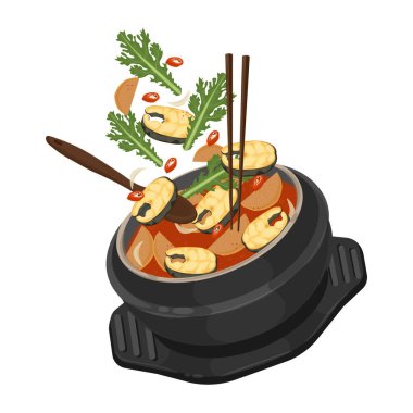 Vector Illustration Logosu Clipart Levitation Maeuntang on a Ttukbaegi