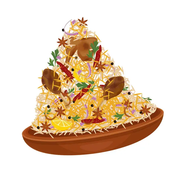 Vector Illustration logosu Clipart Levitation Hyderabadi Biryani Hint Gıda 