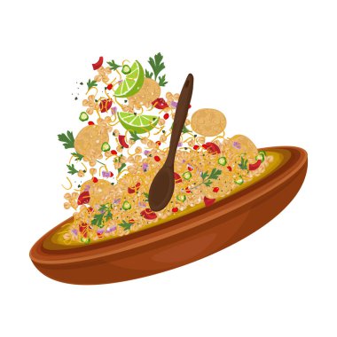 Vector Illustration logosu Clipart Levitation Papdi Chaat veya Papri Chaat veya Dahi Papri Chaat