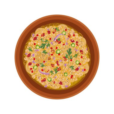 Vector Illustration logosu Cliew Top View Papdi Chaat veya Papri Chaat veya Dahi Papri Chaat
