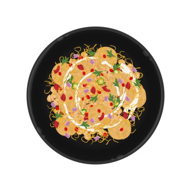 Vector Illustration logosu Clipart Top View Papdi Chaat veya Papri Chaat
