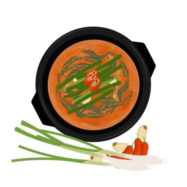 Vector Illustration logosu Clipart Chueotang Kore Geleneksel Loach Çorbası veya Chueotang
