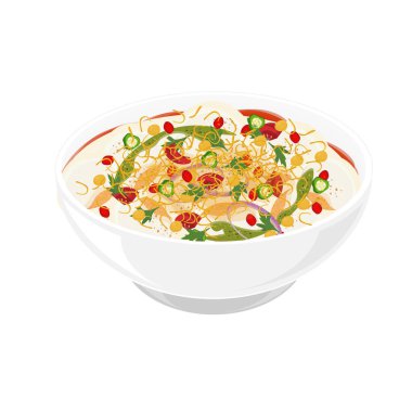 Vector Illustration logosu Clipart Dahi Vada veya Dahi Bhalla Chaat 