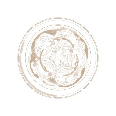 Vector Illustration logo hattı sanat eseri Top View Dahi Vada veya Dahi Bhalla Chaat